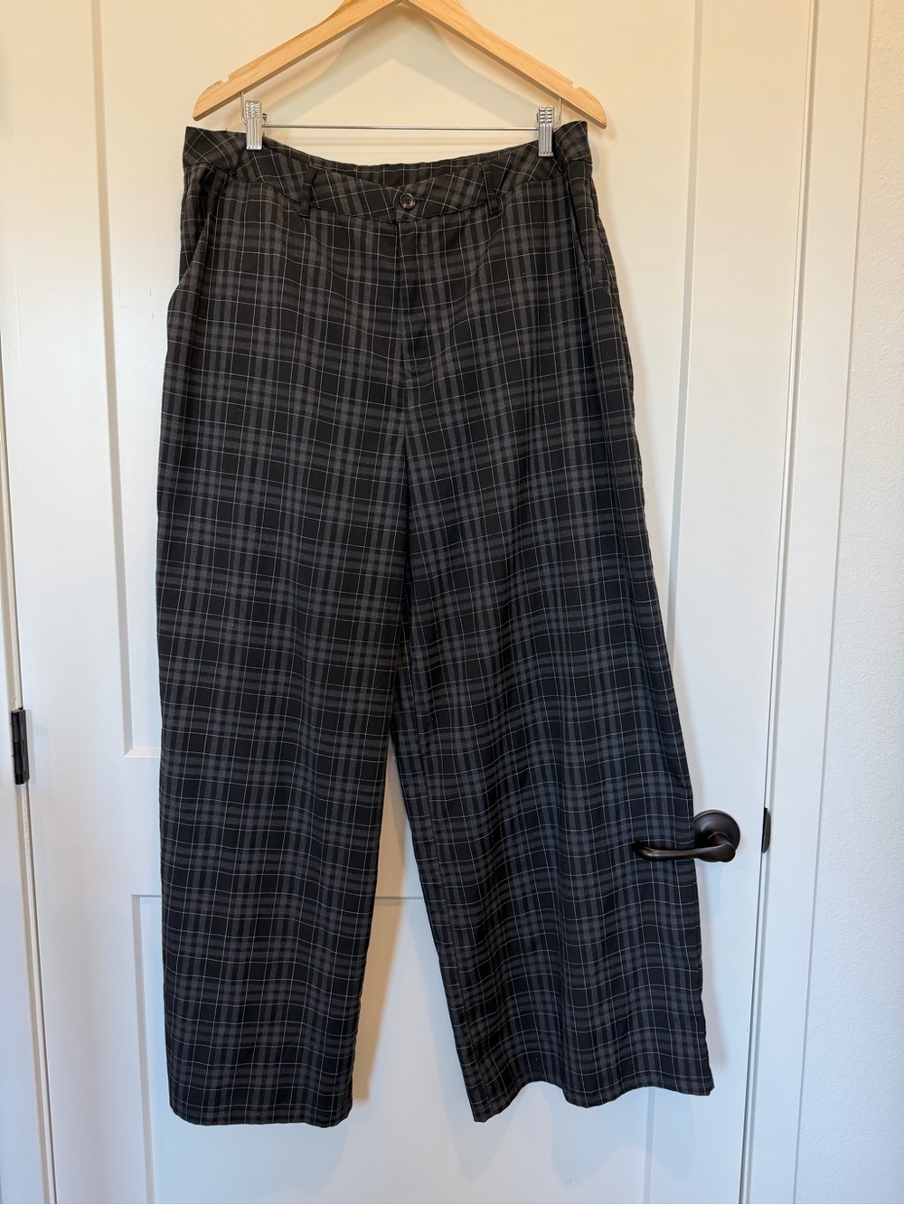 Disturbia black gray wide leg goth witchy grunge academia trousers size 14